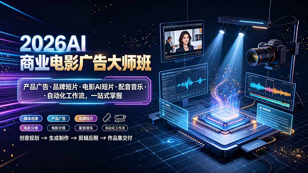 2026AI商业电影广告大师班：产品广告·品牌短片·电影AI短片·配音音乐·自动化工作流，一站式掌握-零创仓