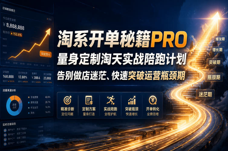 淘系开单秘籍PRO,量身定制淘天实战陪跑计划,告别做店迷茫、快速突破运营瓶颈期(2026年6月22日)-零创仓