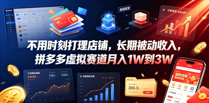 不用时刻打理店铺，长期被动收入，拼多多虚拟赛道月入1W到3W【揭秘】-零创仓