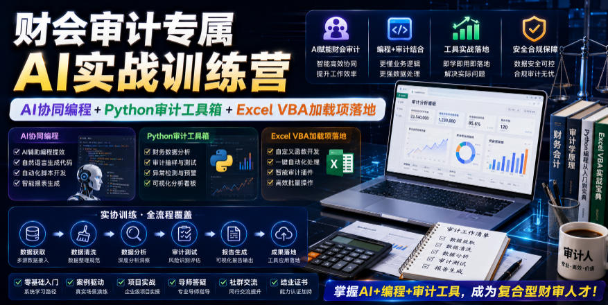 财会审计专属AI实战训练营|AI协同编程+Python审计工具箱+Excel VBA加载项落地-零创仓