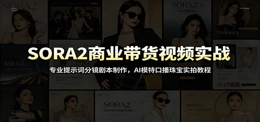 SORA2商业带货视频实战：专业提示词分镜剧本制作，AI模特口播珠宝实拍教程-零创仓