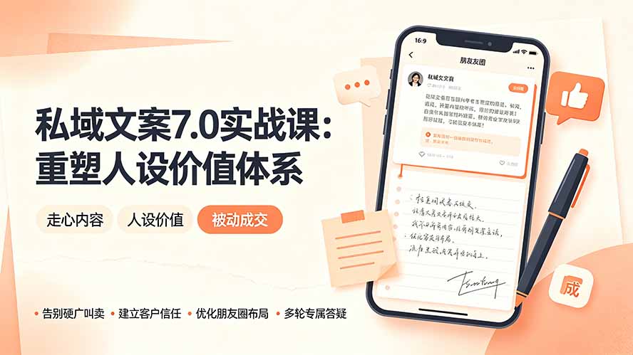 私域文案实战课7.0：重塑人设价值体系｜-告别硬广推销×走心内容×自我价值塑造，实现被动成交-零创仓