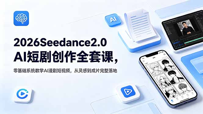 2026Seedance2.0AI短剧创作全套课,零基础系统教学AI漫剧短视频,从灵感到成片完整落地-零创仓