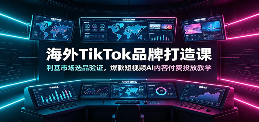 海外TikTok品牌打造课：利基市场选品验证，爆款短视频AI内容付费投放教学-零创仓