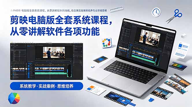 剪映电脑版全套系统课程，从零讲解软件各项功能，结合海量实战案例培养专业剪辑思维-零创仓