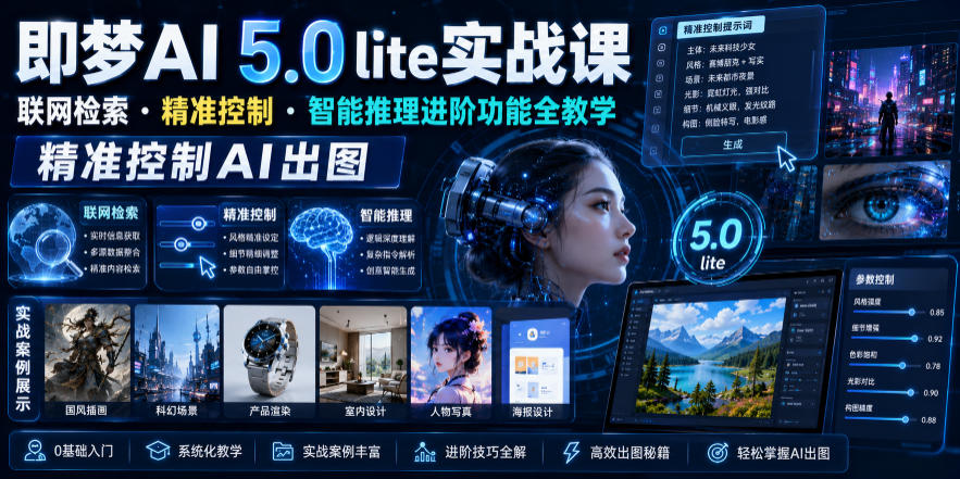 即梦AI 5.0 lite实战课,联网检索・精准控制・智能推理进阶功能全教学,精准控制AI出图-零创仓
