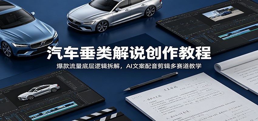 汽车垂类解说创作教程：爆款流量底层逻辑拆解，AI文案配音剪辑多赛道教学-零创仓