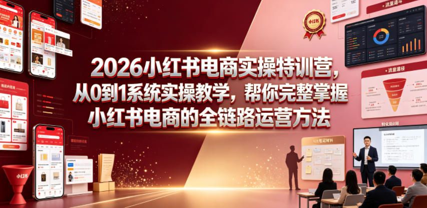 2026小红书电商实操特训营,从0到1系统实操教学,帮你完整掌握小红书电商的全链路运营方法-零创仓
