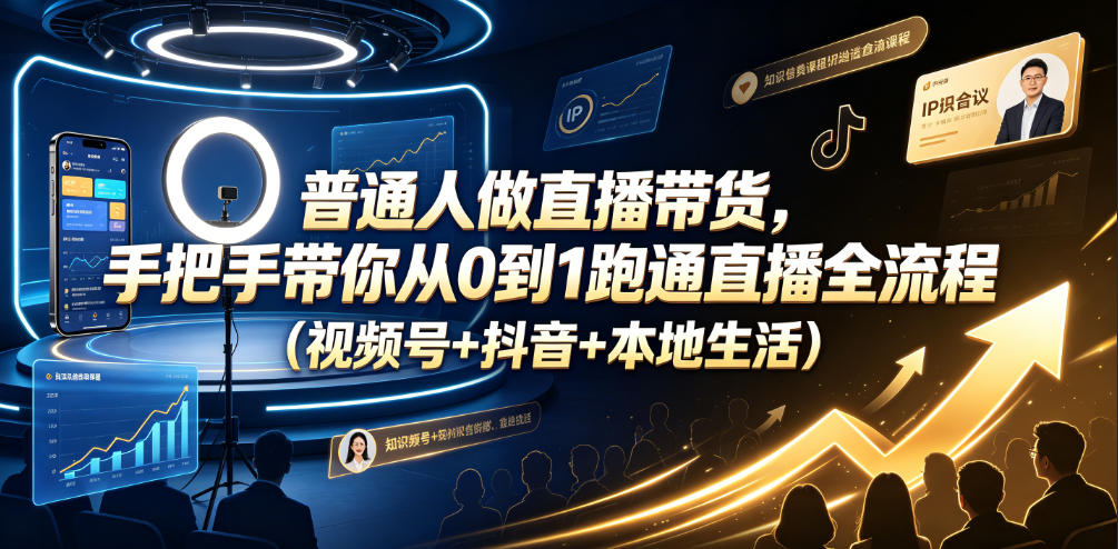 普通人做直播带货，手把手带你从0到1跑通直播全流程(视频号+抖音+本地生活)-零创仓