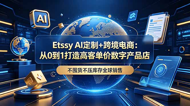 Etsy AI定制+跨境电商：从0到1打造高客单价数字产品店，不囤货不压库存全球销售-零创仓