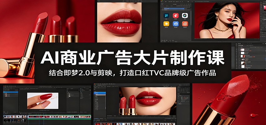 AI商业广告大片制作课:结合即梦2.0与剪映,打造口红TVC品牌级广告作品-零创仓