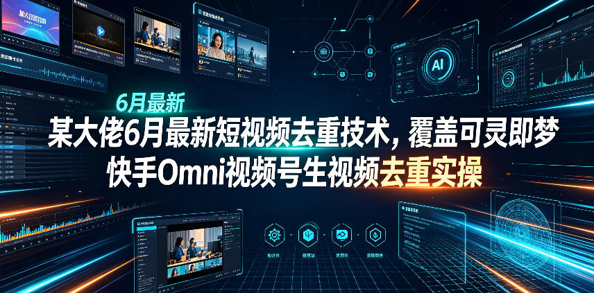 某大佬6月最新短视频去重技术,覆盖可灵即梦快手Omni视频号生视频去重实操-零创仓
