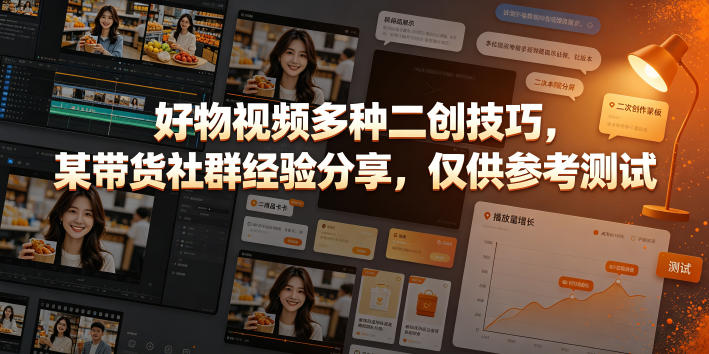 好物视频多种二创技巧，某带货社群经验分享，仅供参考测试-零创仓