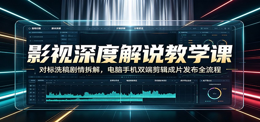 影视深度解说教学课：对标洗稿剧情拆解，电脑手机双端剪辑成片发布全流程-零创仓