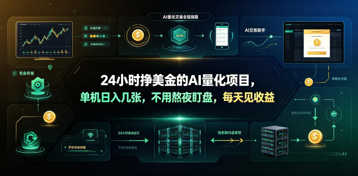 24小时挣美金的AI量化项目,单机日入几十美刀,不用熬夜盯盘,每天见收益【揭秘】-零创仓
