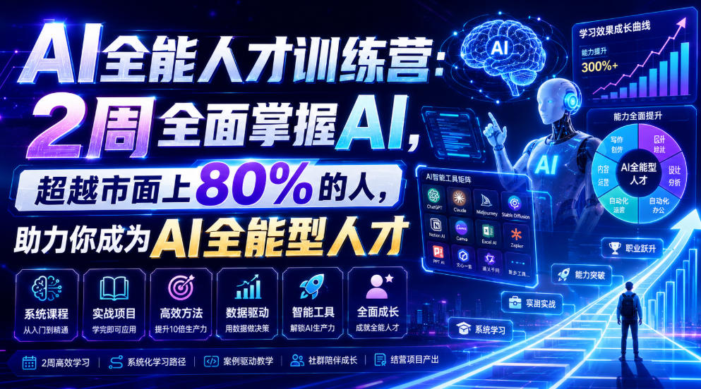 AI全能人才训练营：2周全面掌握AI，超越市面上80%的人，助力你成为AI全能型人才-零创仓