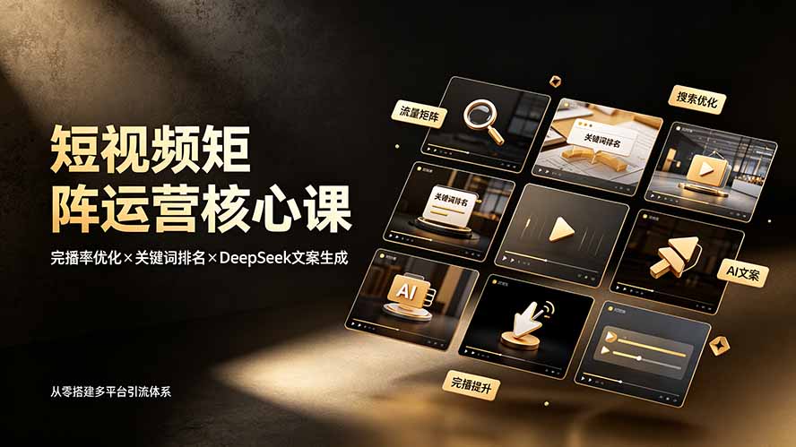 短视频矩阵运营核心课：完播率优化×关键词排名×DeepSeek文案生成，从零搭建多平台引流体系-零创仓