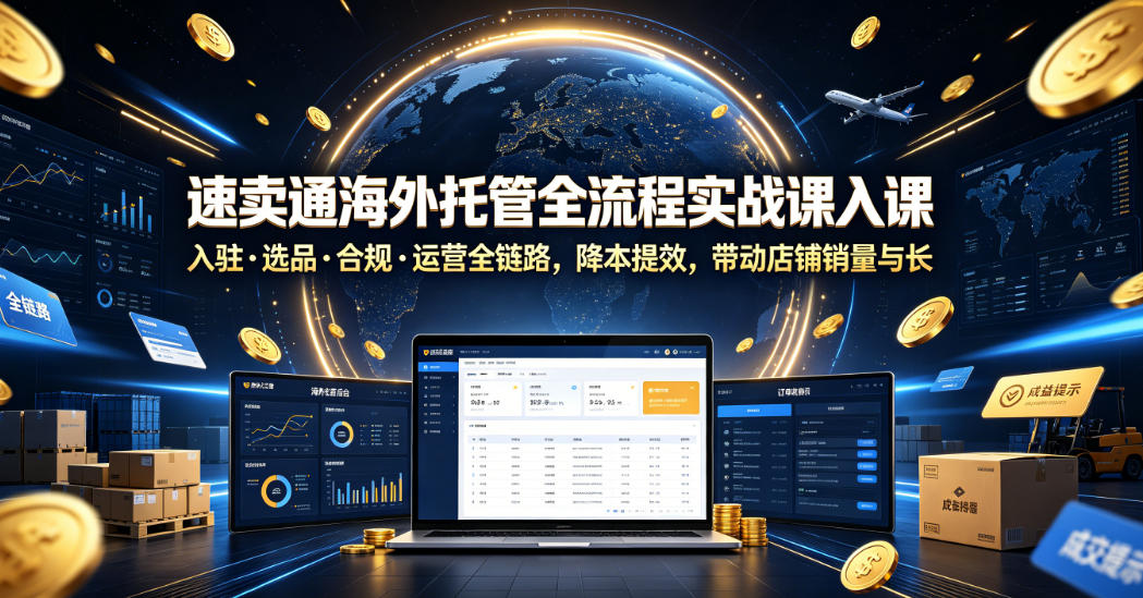 速卖通海外托管全流程实战课入驻・选品・合规・运营全链路,降本提效,带动店铺销量与收益增长-零创仓