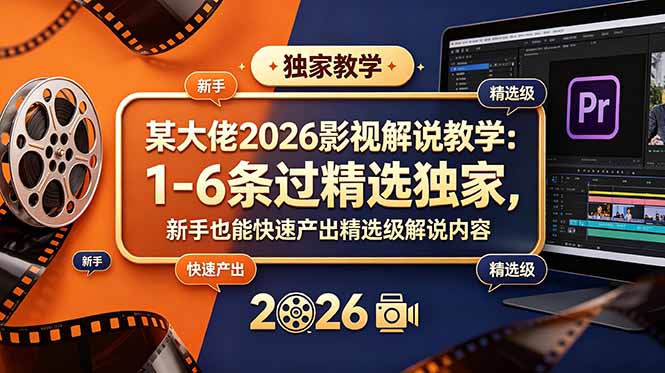 某大佬2026影视解说教学:1-6条过精选独家,新手也能快速产出精选级解说内容-零创仓