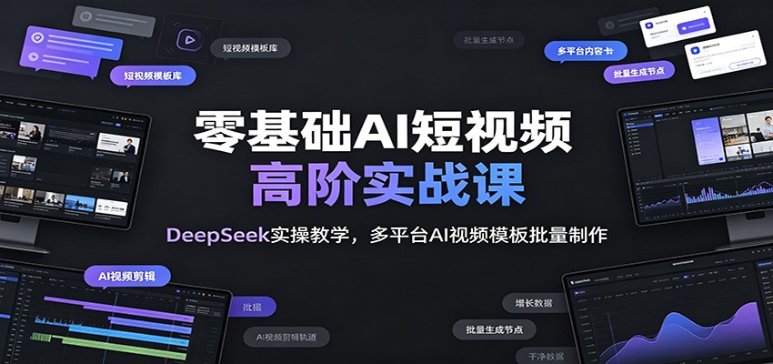 零基础AI短视频高阶实战课:DeepSeek实操教学,多平台AI视频模板批量制作-零创仓