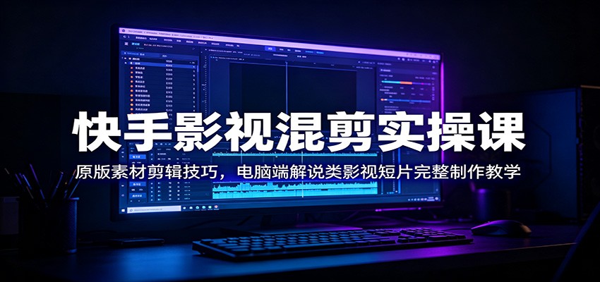 快手影视混剪实操课：原版素材剪辑技巧，电脑端解说类影视短片完整制作教学-零创仓