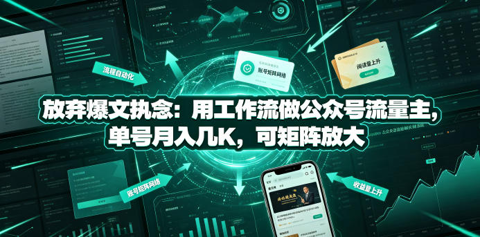 放弃爆文执念：用工作流做公众号流量主，单号月入几K，可矩阵放大-零创仓