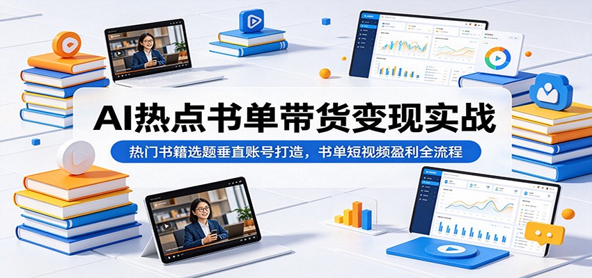 AI热点书单带货变现实战：热门书籍选题垂直账号打造，书单短视频盈利全流程-零创仓