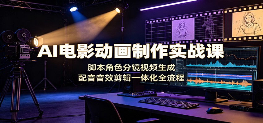AI电影动画制作实战课：脚本角色分镜视频生成，配音音效剪辑一体化全流程-零创仓