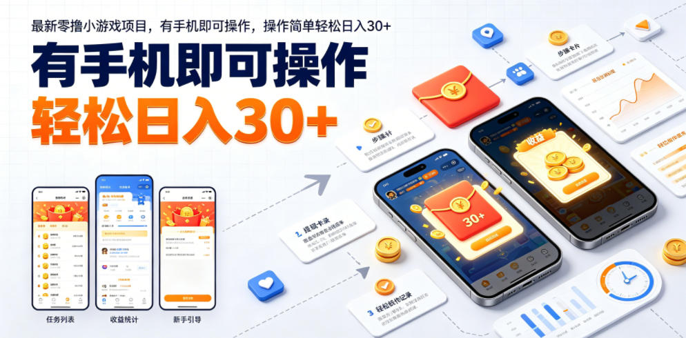 最新零撸小游戏项目,有手机即可操作,操作简单轻松日入30+-零创仓