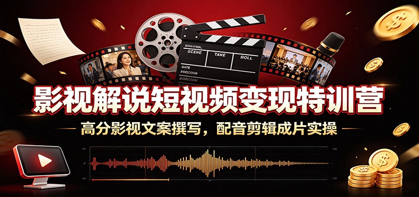 影视解说短视频变现特训营：高分影视文案撰写，配音剪辑成片实操-零创仓
