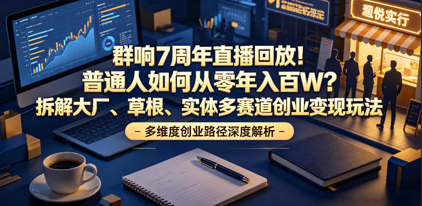 群响7周年直播回放!普通人如何从零年入百W?拆解大厂、草根、实体多赛道创业变现玩法-零创仓