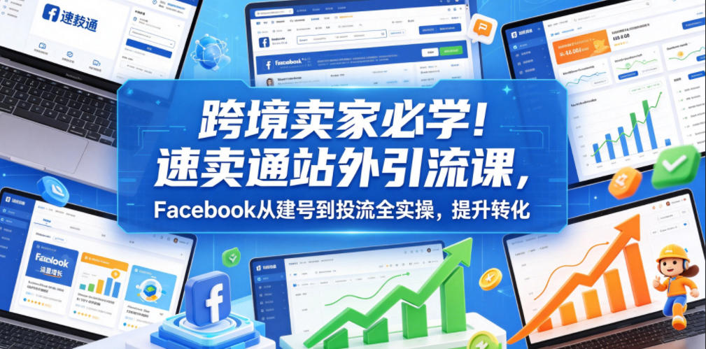 跨境卖家必学!速卖通站外引流课,Facebook从建号到投流全实操,提升转化-零创仓