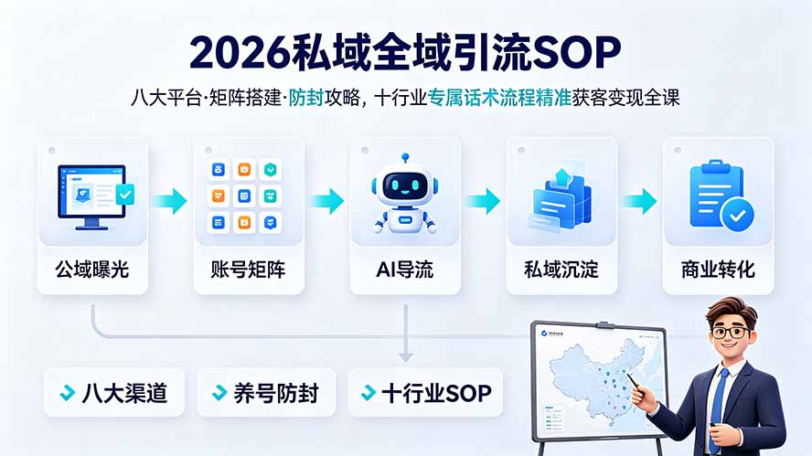 2026私域全域引流SOP｜八大平台·矩阵搭建·防封攻略，十行业专属话术流程精准获客变现全课-零创仓
