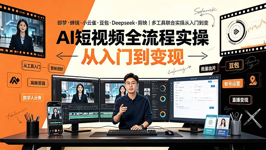 AI短视频全流程实操：即梦·蝉镜·小云雀·豆包·Deepseek·剪映｜多工具联合实操从入门到变现-零创仓