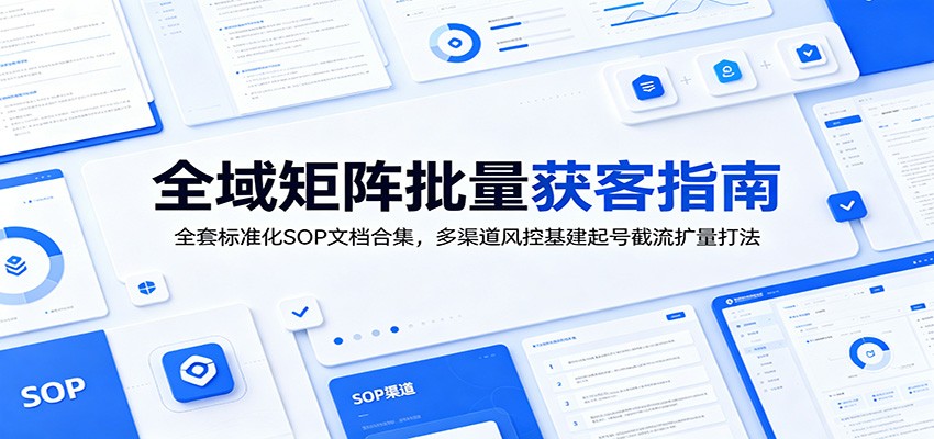 全域矩阵批量获客指南：全套标准化SOP文档合集，多渠道风控基建起号截流扩量打法-零创仓