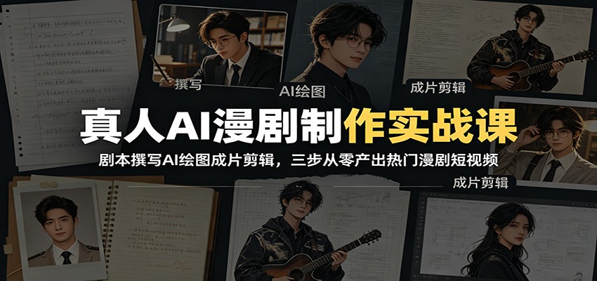 真人AI漫剧制作实战课：剧本撰写AI绘图成片剪辑，三步从零产出热门漫剧短视频-零创仓