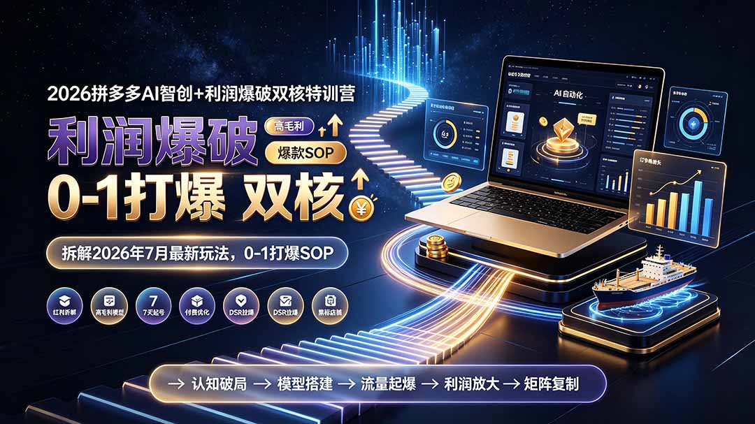2026拼多多AI智创+利润爆破双核特训营-拆解2026年7月最新玩法，0-1打爆SOP-零创仓