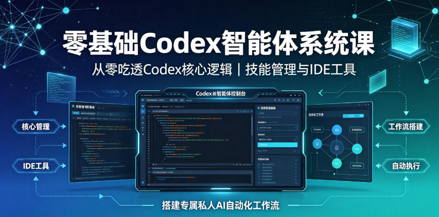 零基础Codex智能体系统课｜从零吃透Codex核心逻辑、技能管理与IDE工具，搭建专属私人AI自动化工作流-零创仓