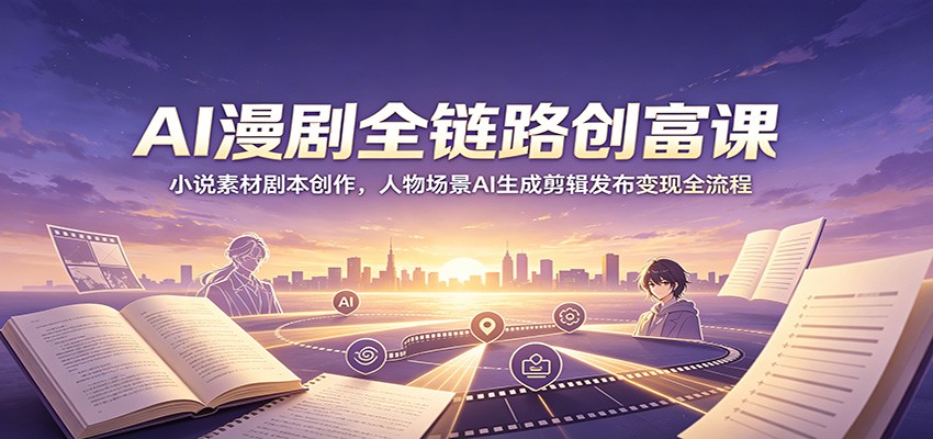AI漫剧全链路创富课：小说素材剧本创作，人物场景AI生成剪辑发布变现全流程-零创仓