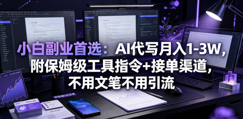小白副业首选：AI代写月入1-3W，附保姆级工具指令+接单渠道，不用文笔不用引流【揭秘】-零创仓