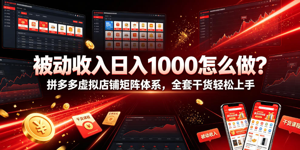 被动收入日入1000怎么做？拼多多虚拟店铺矩阵体系，全套干货轻松上手【揭秘】-零创仓