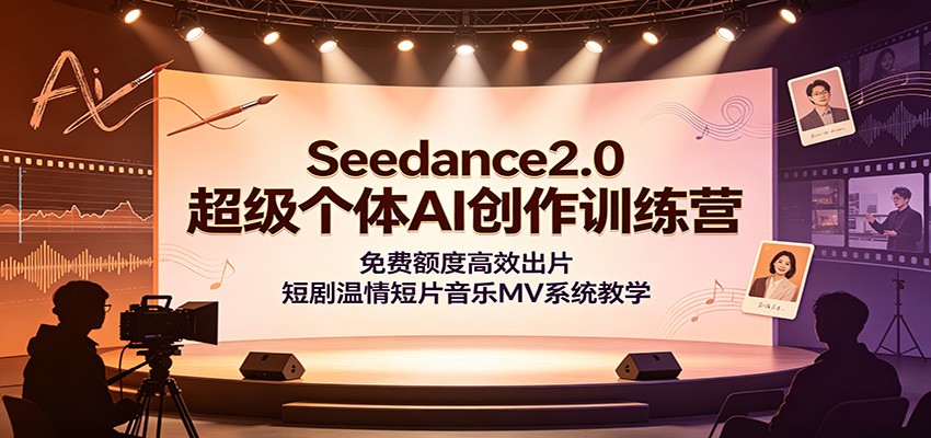 Seedance2.0超级个体AI创作训练营：免费额度高效出片，短剧温情短片音乐MV系统教学-零创仓