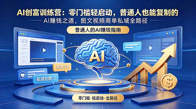 AI创富训练营:零门槛轻启动,普通人也能复制的AI赚钱之道,图文视频商单私域全路径-零创仓