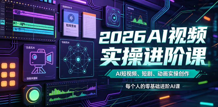 2026AI视频实操进阶课，AI短视频、短剧、动画实操创作，每个人的零基础进阶ai课-零创仓