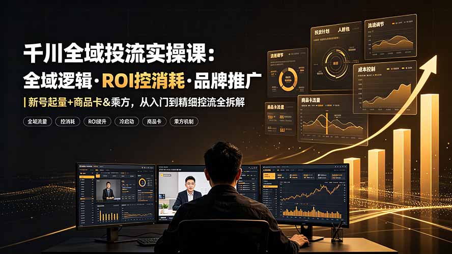 千川全域投流实操课：全域逻辑·ROI控消耗·品牌推广｜新号起量+商品卡&乘方，从入门到精细控流全拆解-零创仓