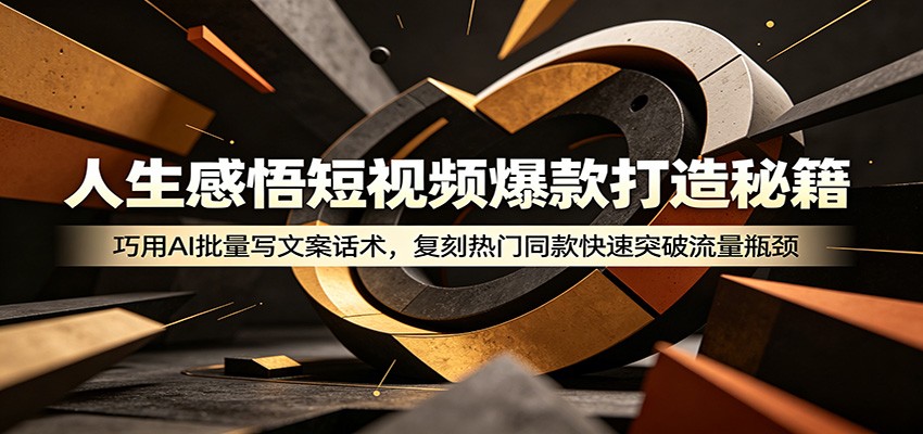人生感悟短视频爆款打造秘籍：巧用A 批量写文案话术，复刻热门同款快速突破流量瓶颈-零创仓