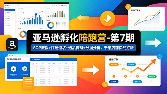 亚马逊孵化陪跑营-第7期：SOP流程+注册避坑+选品梳理+数据分析，千单店铺实战打法(更新0625-零创仓
