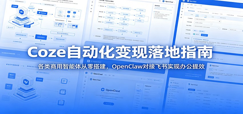 Coze自动化变现落地指南:各类商用智能体从零搭建,OpenClaw对接飞书实现办公提效-零创仓