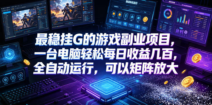 最稳挂G的游戏副业项目，一台电脑轻松每日收益几百，全自动运行，可以矩阵放大【揭秘】-零创仓
