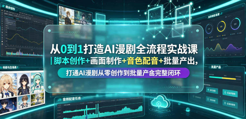 从0到1打造AI漫剧全流程实战课|脚本创作+画面制作+音色配音+批量产出,打通AI漫剧从零创作到批量量产完整闭环-零创仓